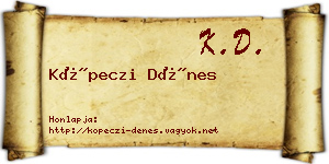 Köpeczi Dénes névjegykártya